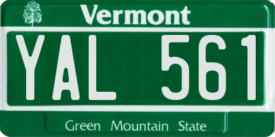 VT license plate YAL561