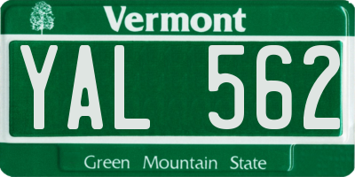 VT license plate YAL562