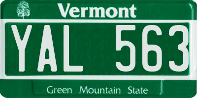 VT license plate YAL563