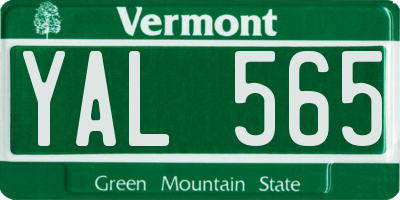 VT license plate YAL565