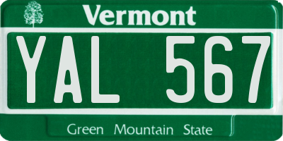 VT license plate YAL567