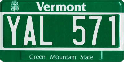 VT license plate YAL571