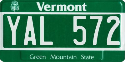 VT license plate YAL572