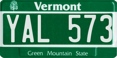 VT license plate YAL573