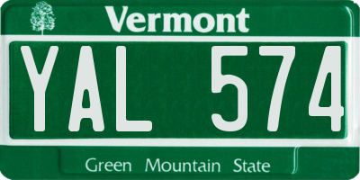 VT license plate YAL574