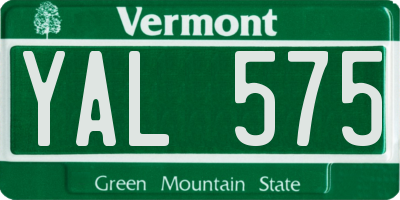 VT license plate YAL575