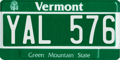 VT license plate YAL576