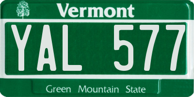 VT license plate YAL577