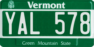 VT license plate YAL578