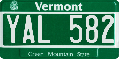 VT license plate YAL582