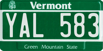 VT license plate YAL583
