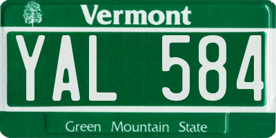 VT license plate YAL584