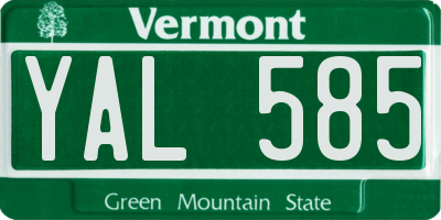 VT license plate YAL585
