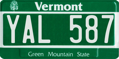 VT license plate YAL587
