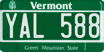 VT license plate YAL588