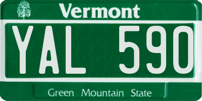 VT license plate YAL590