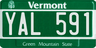 VT license plate YAL591