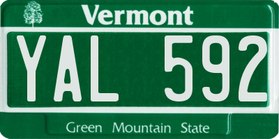 VT license plate YAL592