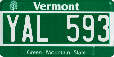 VT license plate YAL593