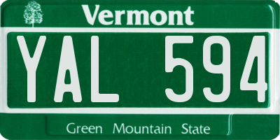 VT license plate YAL594