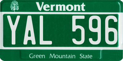 VT license plate YAL596
