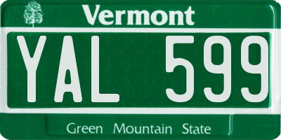 VT license plate YAL599
