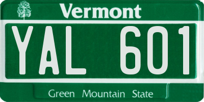 VT license plate YAL601