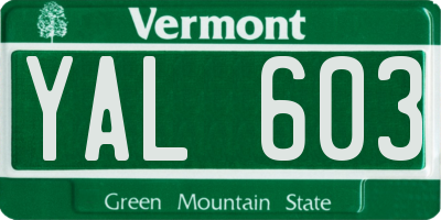 VT license plate YAL603