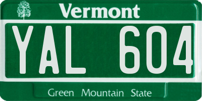 VT license plate YAL604