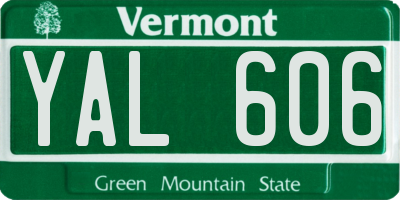 VT license plate YAL606