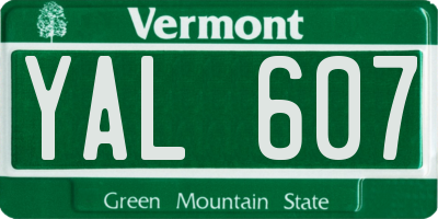 VT license plate YAL607