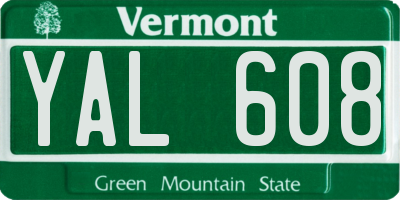 VT license plate YAL608
