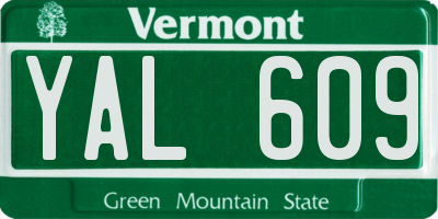 VT license plate YAL609