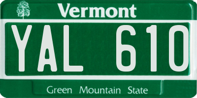 VT license plate YAL610