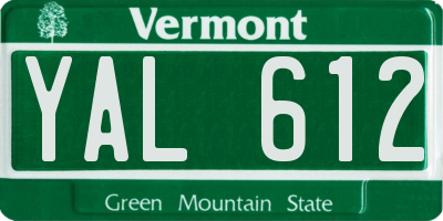 VT license plate YAL612