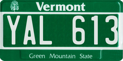 VT license plate YAL613
