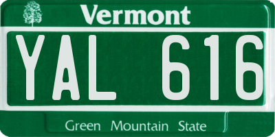 VT license plate YAL616