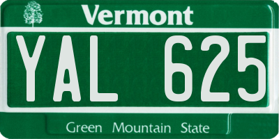 VT license plate YAL625