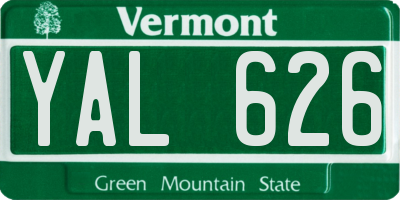 VT license plate YAL626