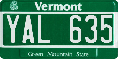VT license plate YAL635