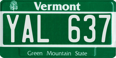 VT license plate YAL637