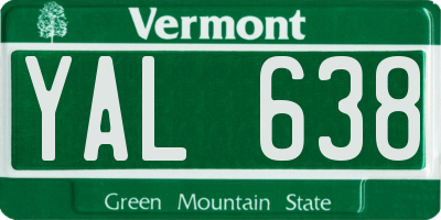 VT license plate YAL638
