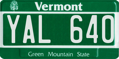 VT license plate YAL640