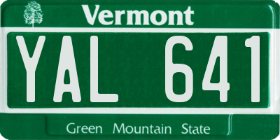 VT license plate YAL641