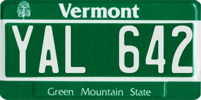 VT license plate YAL642