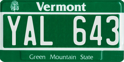 VT license plate YAL643