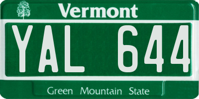 VT license plate YAL644