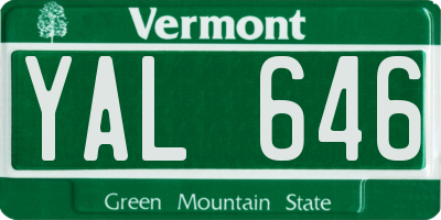 VT license plate YAL646