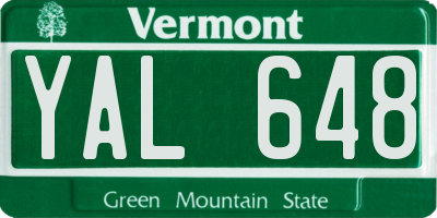 VT license plate YAL648