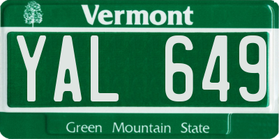 VT license plate YAL649